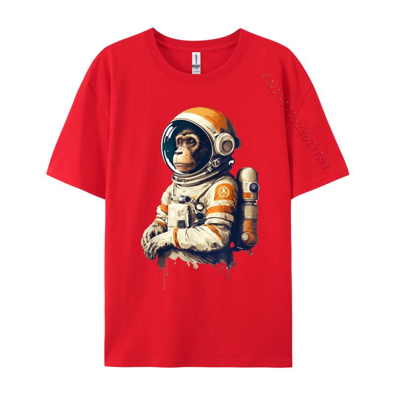 space vintage travel astronaut monkey astronaut Custom Camisa T-Shirt Tops Tees Retro Cotton Normal Clothing Shirt