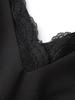 Nanyou Women's Spring V-Neck Lace Patchwork Crystal Waist-Cinched Dress