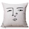 Concise Faces Painting Art Nordic Sketch Design Sofa Decorative Throw Pillow Case Cotton Linen Bedroom Chair Cushion Cover