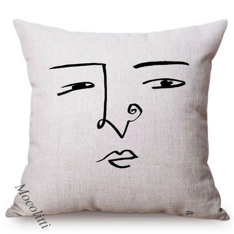Concise Faces Painting Art Nordic Sketch Design Sofa Decorative Throw Pillow Case Cotton Linen Bedroom Chair Cushion Cover