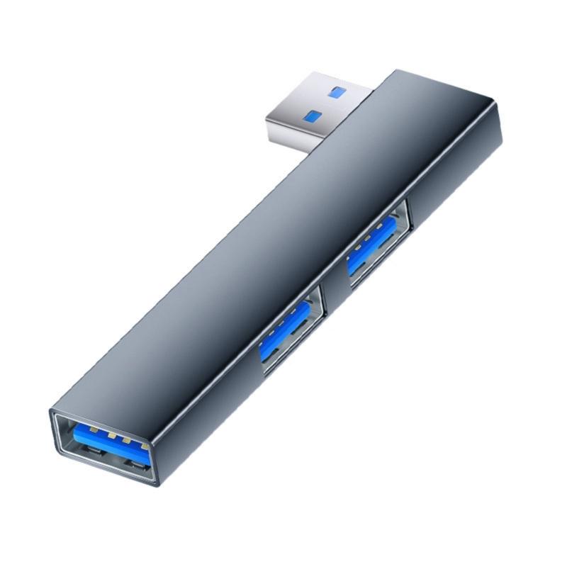 

Алюминиевый USB C OTG адаптер 5 Гбит/с передача 3-портовых хабов Экономия места Прямоугольные разъемы Широкая совместимость для телефона ПК серый