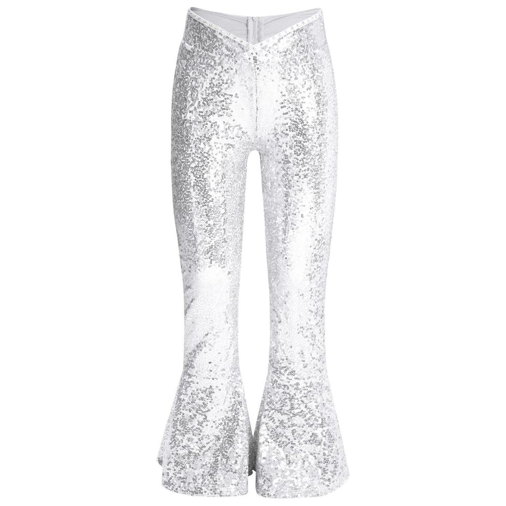 Dívčí taneční kalhoty třpytivé zdobené kamínky flitry zip rozšířený lem soutěžní kalhoty