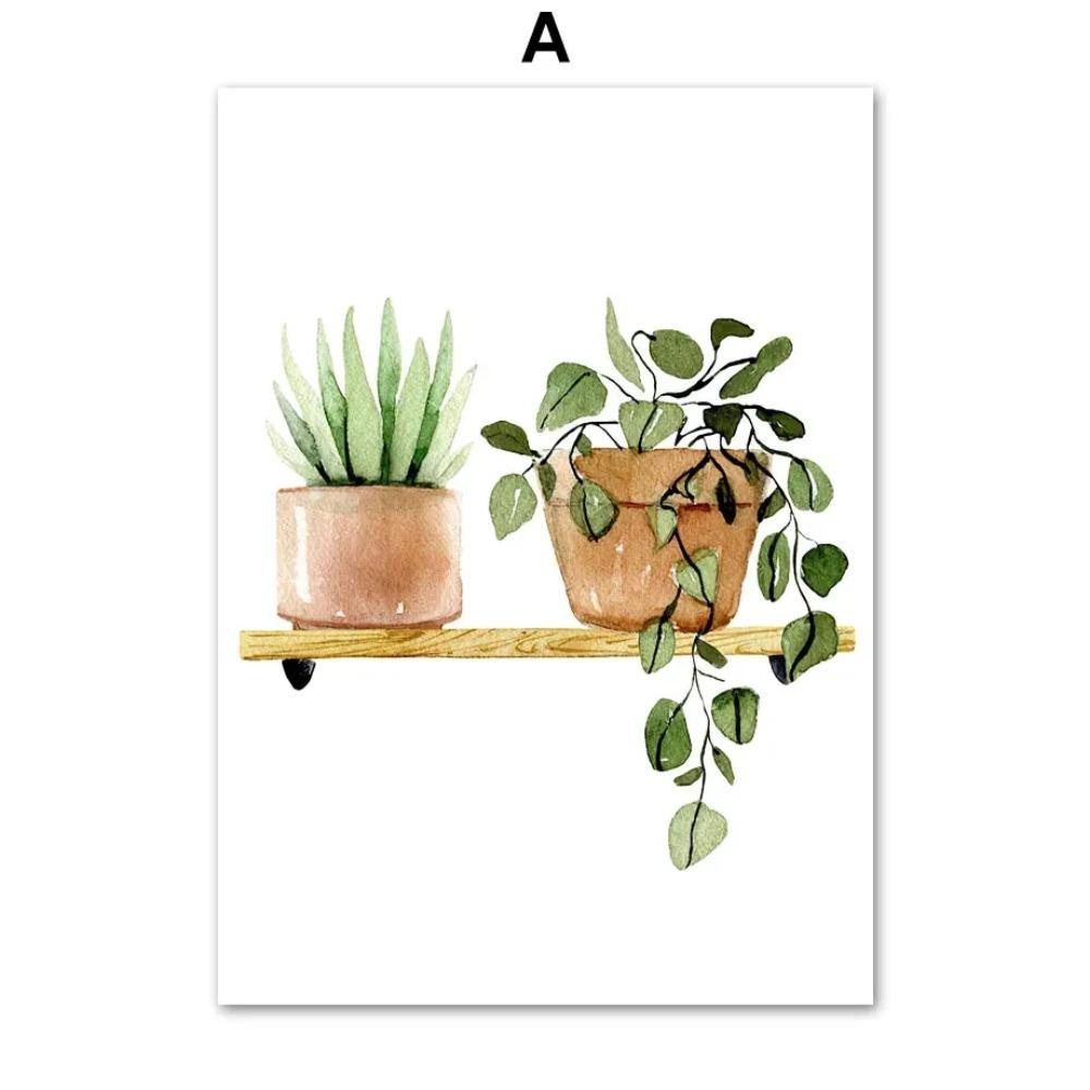 Green Plants Wall Art Canvas Painting Cactus Tiger Pilan Monstera Posters And Prints Wall Pictures For Living Room Decor