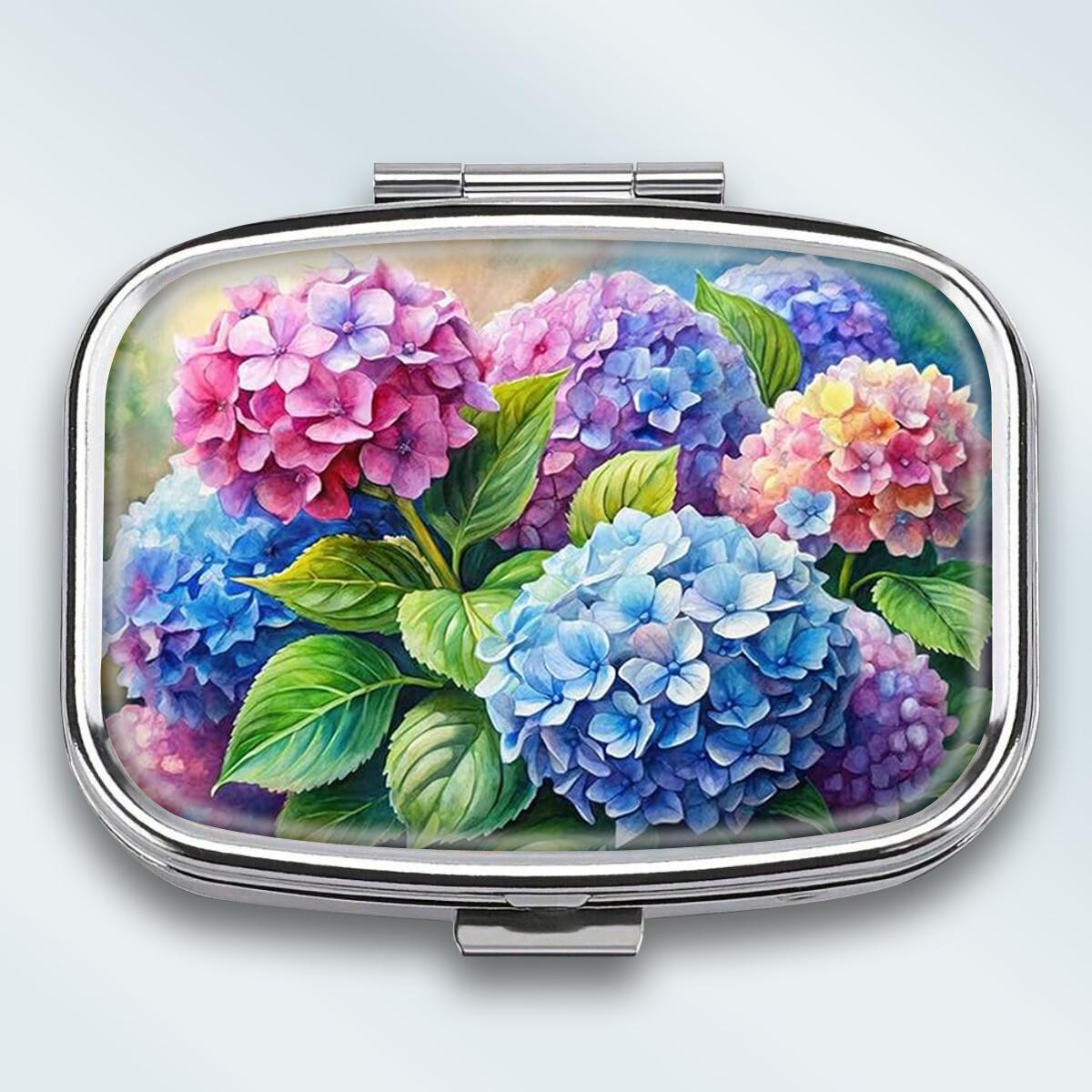

Portable Pill Box with 2 Compartments, Mini Metal Medicine Organizer Case, Cute Printed Pill Container for Vitamins, Pills, Jewelry, Travel, Daily Use різнокольоровий
