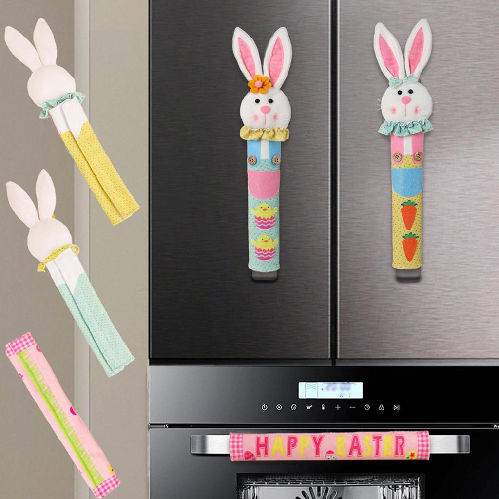 Fridge Door Handle Cover Easter Bunny Appliance Pull Protector Easter Refrigerator Handle Protective Covers For Microwave Stove