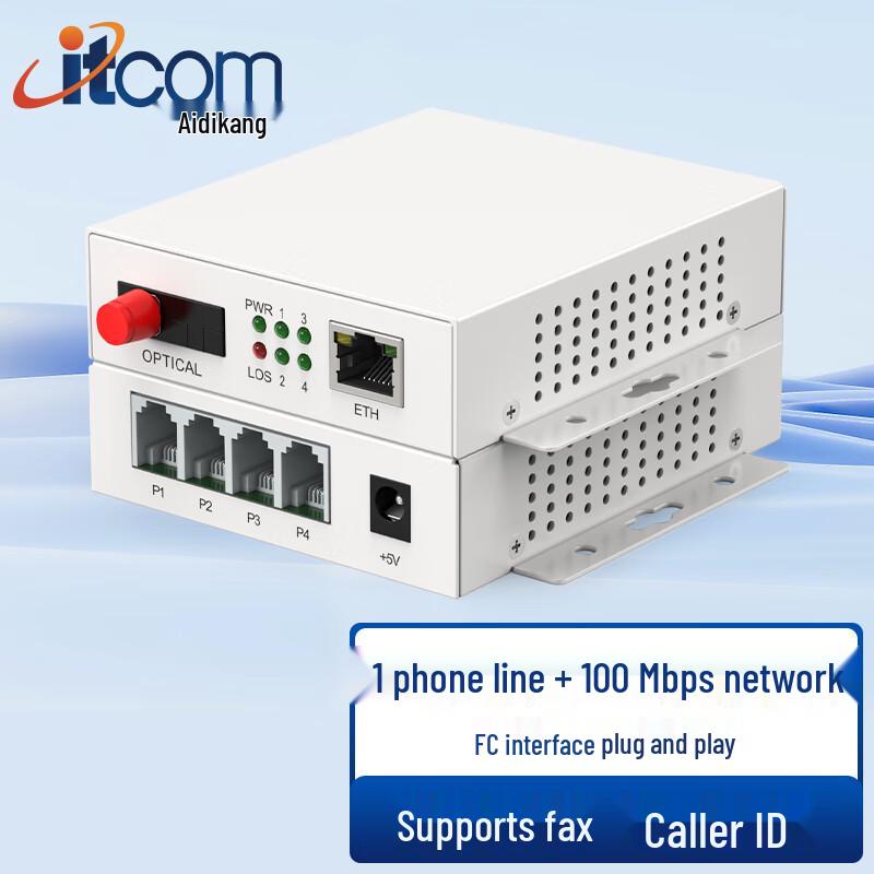 ITCOM PCM Voice Fiber Optic Transceiver Telephone + 100M Network
