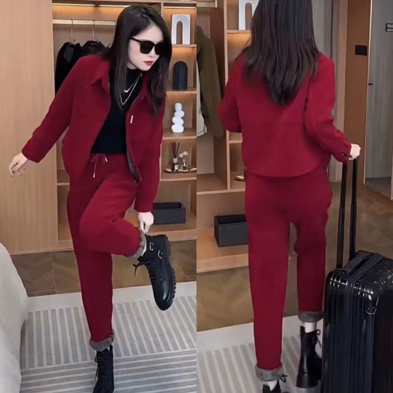 Petite Women's Stylish Autumn/Winter Two-Piece Plus Size Outfit