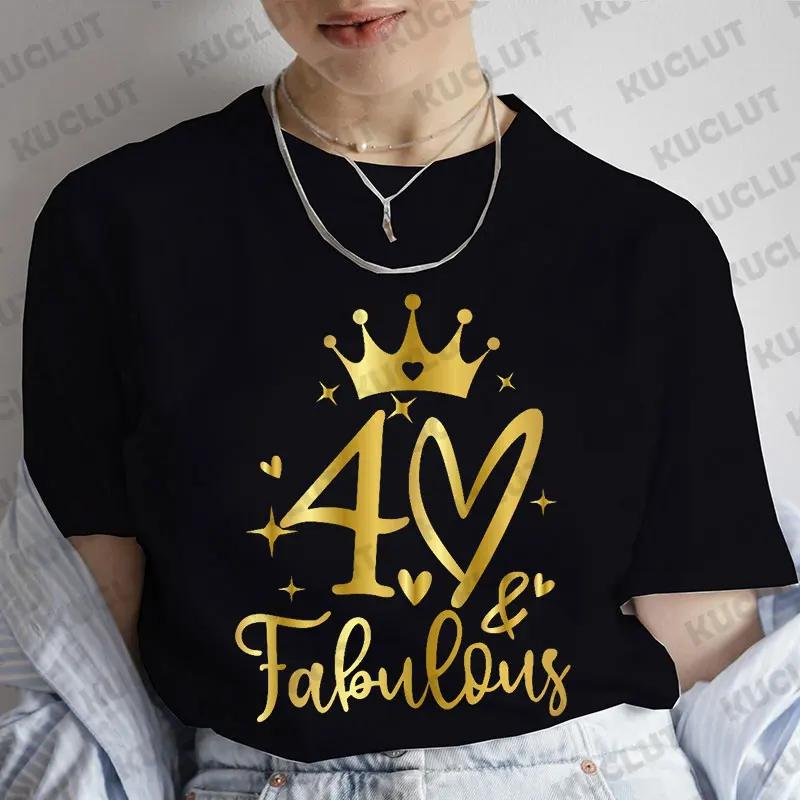 T-Shirt für Damen Kapitel 40. Geburtstag Crew Party Y2k Tops Grafik 40 Geburtstag Squad Kapitel T-Shirt Sommer Kurzarm Tees