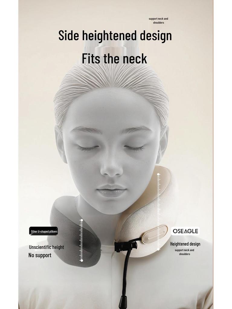 Collapsible Memory Foam U-Shaped Travel Pillow for Airplanes - Neck and Cervical Spine Support
