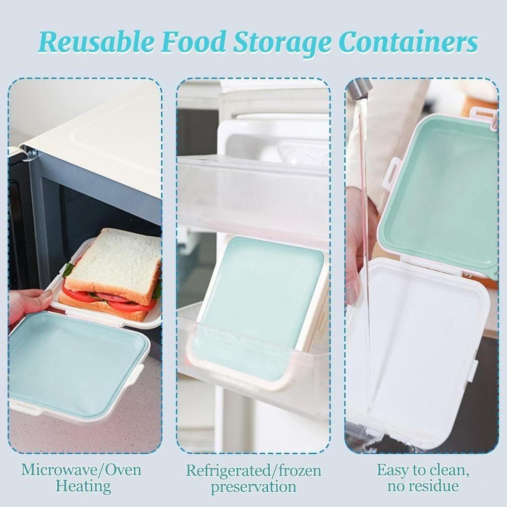 Household Sandwich Storage Box Reusable Lunch Food Container Lunch Sandwich Box Dinnerware