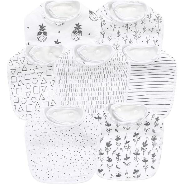 

7 Pack Baby Cotton Absorbent Bibs for Drooling Teething Black-2