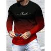 Autumn and Winter Men's Striped Geometric 3D Printed Crew Neck Long Sleeve T-Shirt