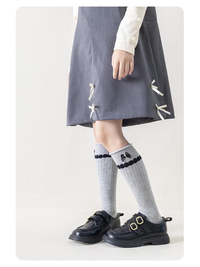 Girls' Korean-Style Bow Calf Socks for Spring and Autumn