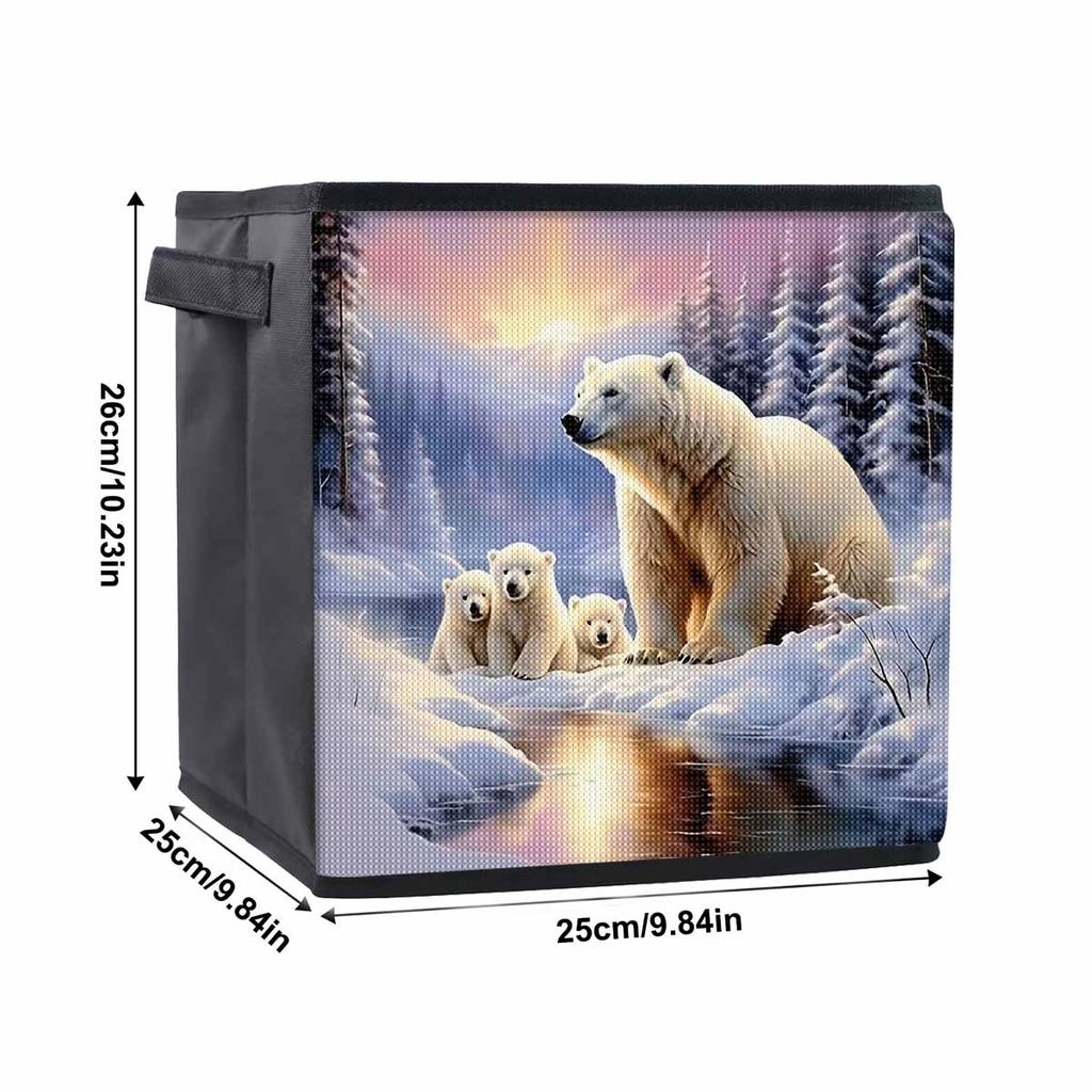 The Polar Bear and His Cubs 5D Diamond Painting Storage Basket Full Round Drill Mosaic Diamond Embroidery Cross Stitch Kits Home Decor Home Decor