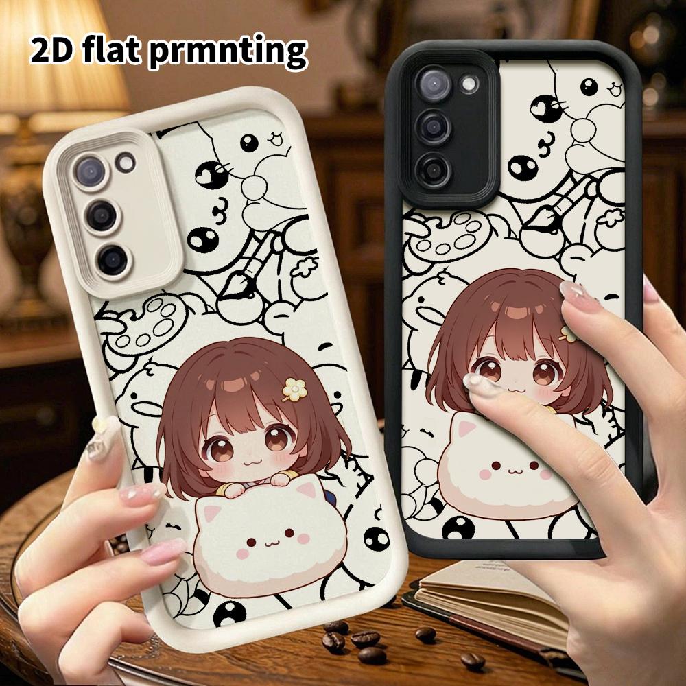 Phone case: 2D flat, suitable for Samsung Galaxy A34 A35 M05 M06 S20 S22 S21 FE Plus 5G protective case, brown short hair, perfect Christmas and Hallo