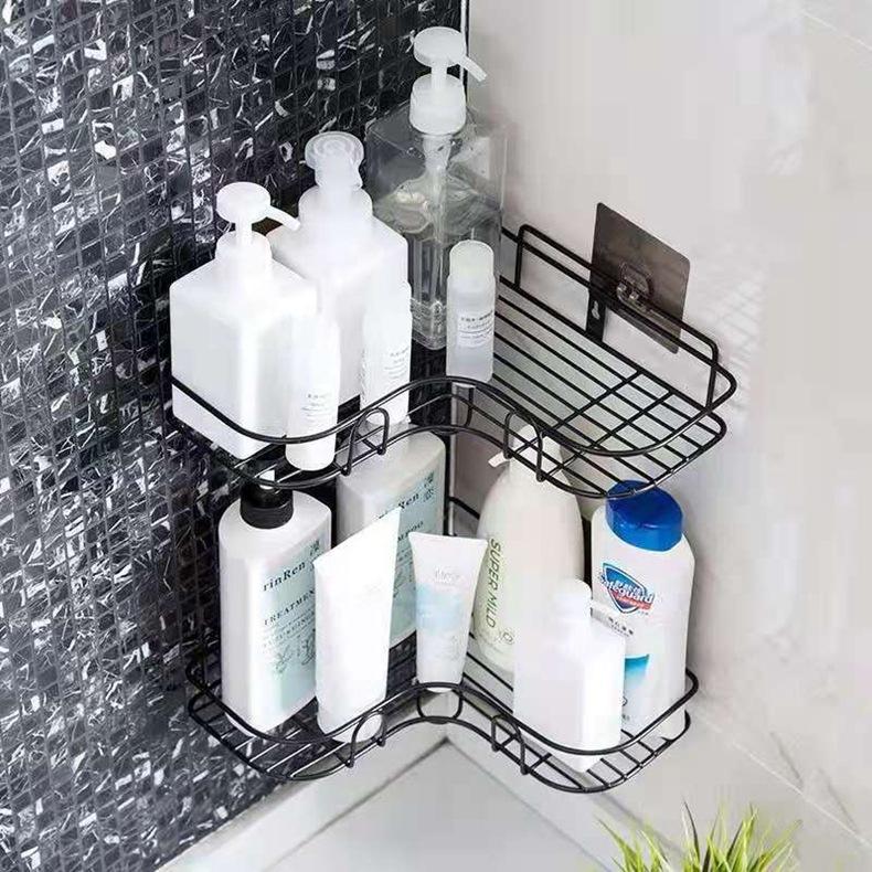 Triangle Punch-Free Bathroom Shelf: Seamless Multi-functional Wall-Mounted Storage Rack