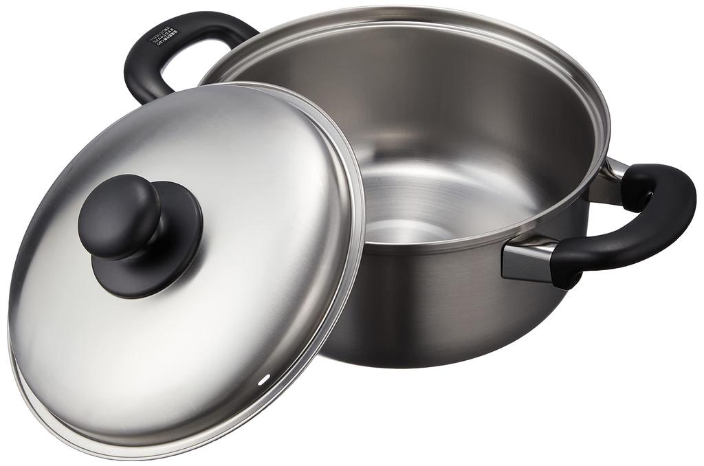 Wahei Freiz 18cm 20cm und 24cm Dampfgarer mit Edelstahl Induktions- und Gasherd-kompatibel Tsubame-Sanjo EM-023 Stieltopf, Stieltopf, Zweistöckiger Schöpflöffel, Stahl,