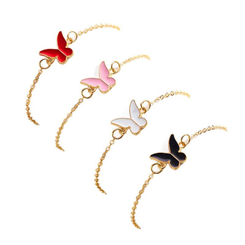Elegant Butterfly Pendant Necklace Women Enamel Drip Design Minimalist Chic Jewelry Set In Multiple Colors