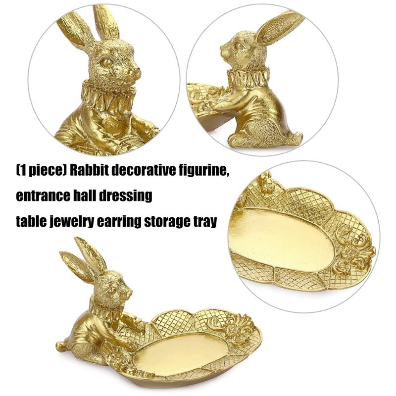 Harz-Kaninchenfigur mit abnehmbarer Schale zur Aufbewahrung von Ohrringen und Ringen Heimdekoration Eingangsbereich-Accessoire