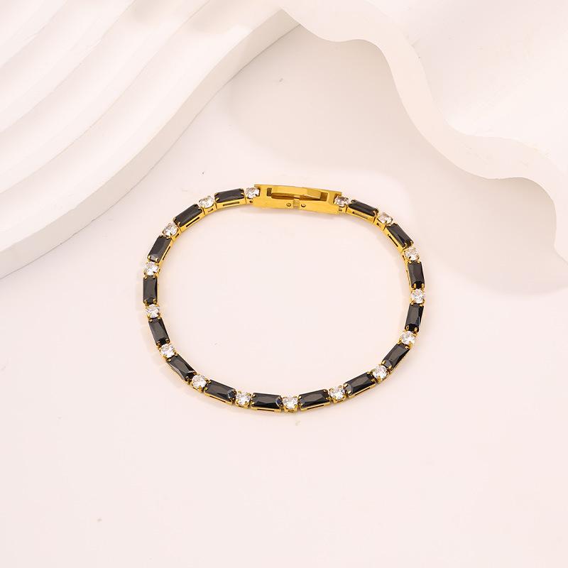 Titanium Steel European and American Light Luxury Style Straight Couple Versatile Temperament Advanced Sense Color Zircon