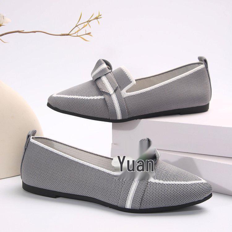 2024 Breathable Lightweight Slip-on Fashion Shoes with Bow, Pointed Toe, and Plus Size Options
