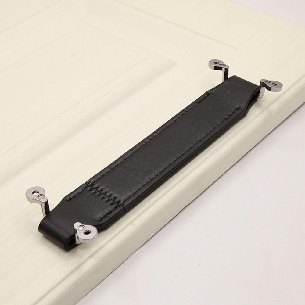 Brown Stool Pull Handle PU Cabinet Pulls Nordic Leather Handle Suitcase