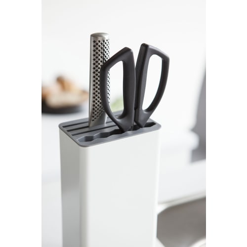 Stojan na kuchyňský nůž a nůžky Yamazaki Jitsugyo bílý Přibl. Š11 x H7 x V22,3 cm Stojan na talířový nůž Držák na nože 3511