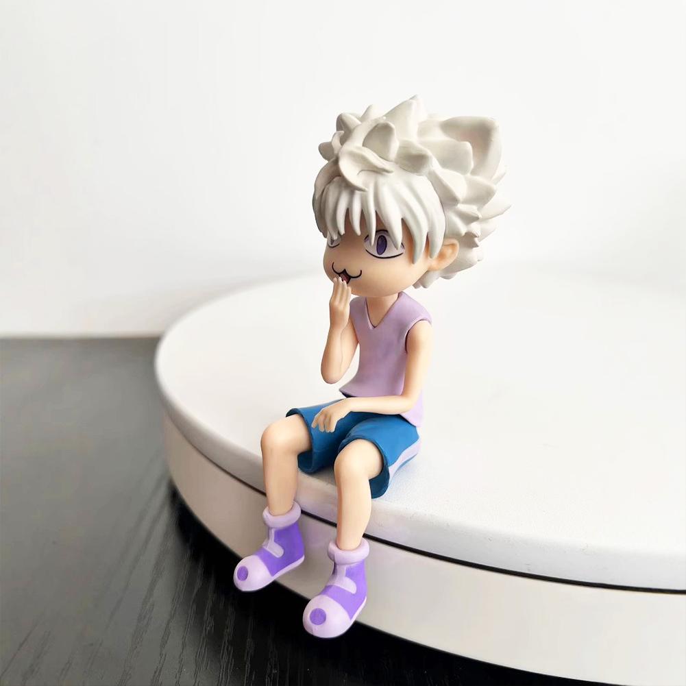 Anime Killua Zaoldyeck Figure Sitting Smile Cat Face Action Figure Killua Figurine PVC Model Desktop Ornaments Toys Gifts 11cm