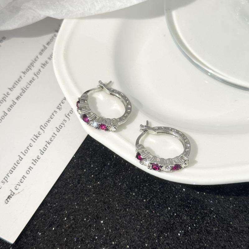 Women Fashion Light Luxury Hollow Circle Inlaid Zircon Ear Buckle Earrings