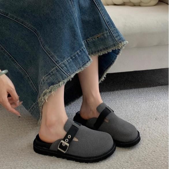 Retro Bag Head Half Slippers Autumn 2025 New Outer Wear Platform One Pedal Lazy Shoes Boken Birken Slippers