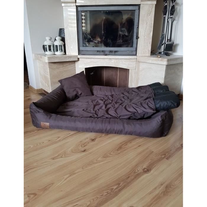 Lit pour chien - VIKING CHOICE - XXL - Similicuir marron - Imperméable - Rectangulaire