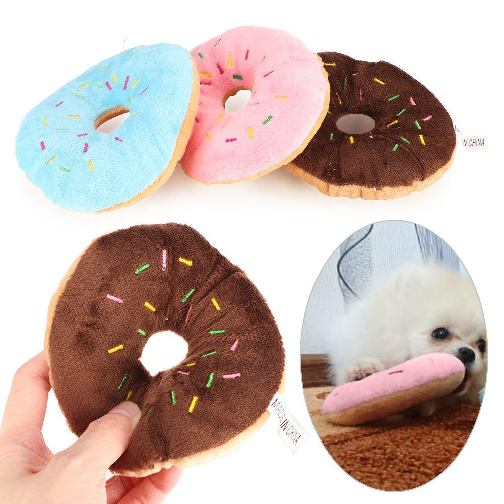 Donut Puppy Chew Toys Dogs Bite Interactive Stuffed Sound Squeaky Toy Pet Supplies
