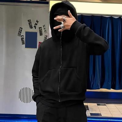 Unisex Balaclava Hoodie Warm Loose Hooded Jacket Zip-Up Casual Jacket With Face