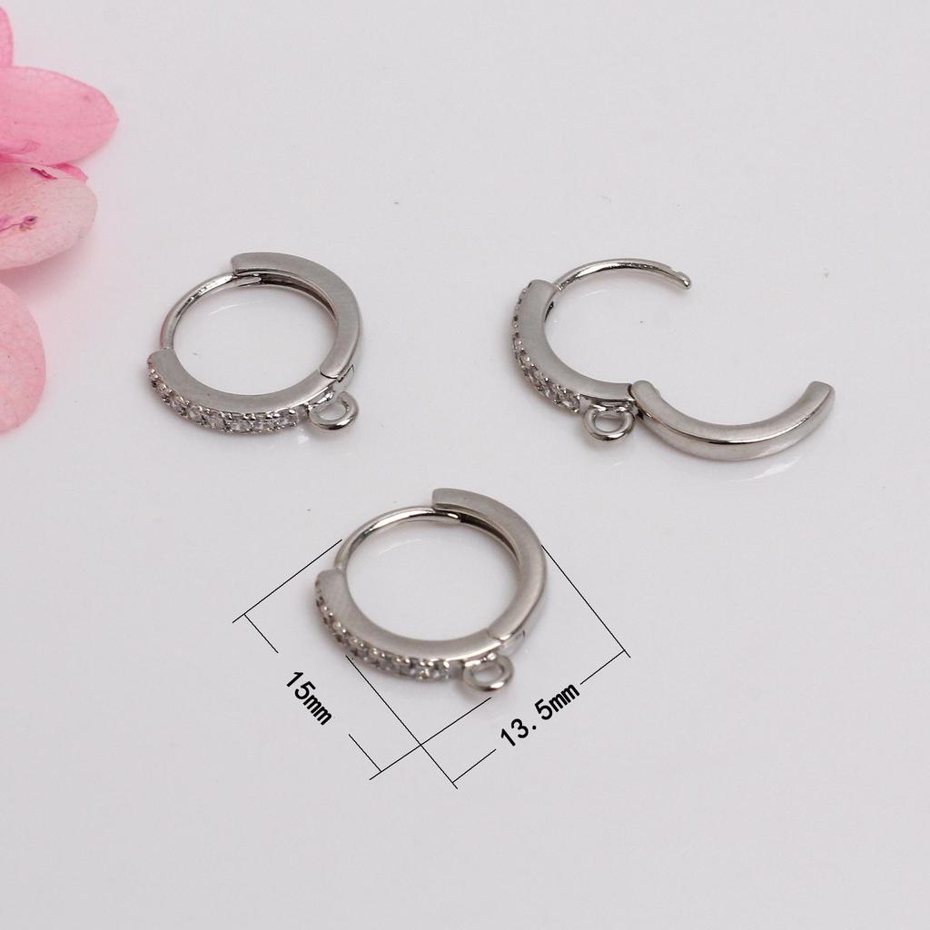 18K Gold Plated Zirconia Hoop Earrings with Pendant Clip