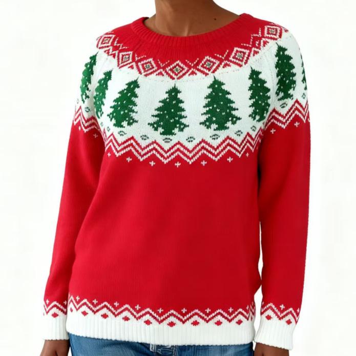 New European & American Women's Christmas Tree Jacquard Sweater