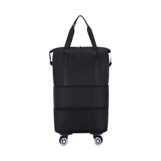 Expandable Rolling Duffle Bag with Wheels Foldable Travel Bag Large Capacity Double Layer Luggage Bag Large Weekend Bag Waterproof Suitcase