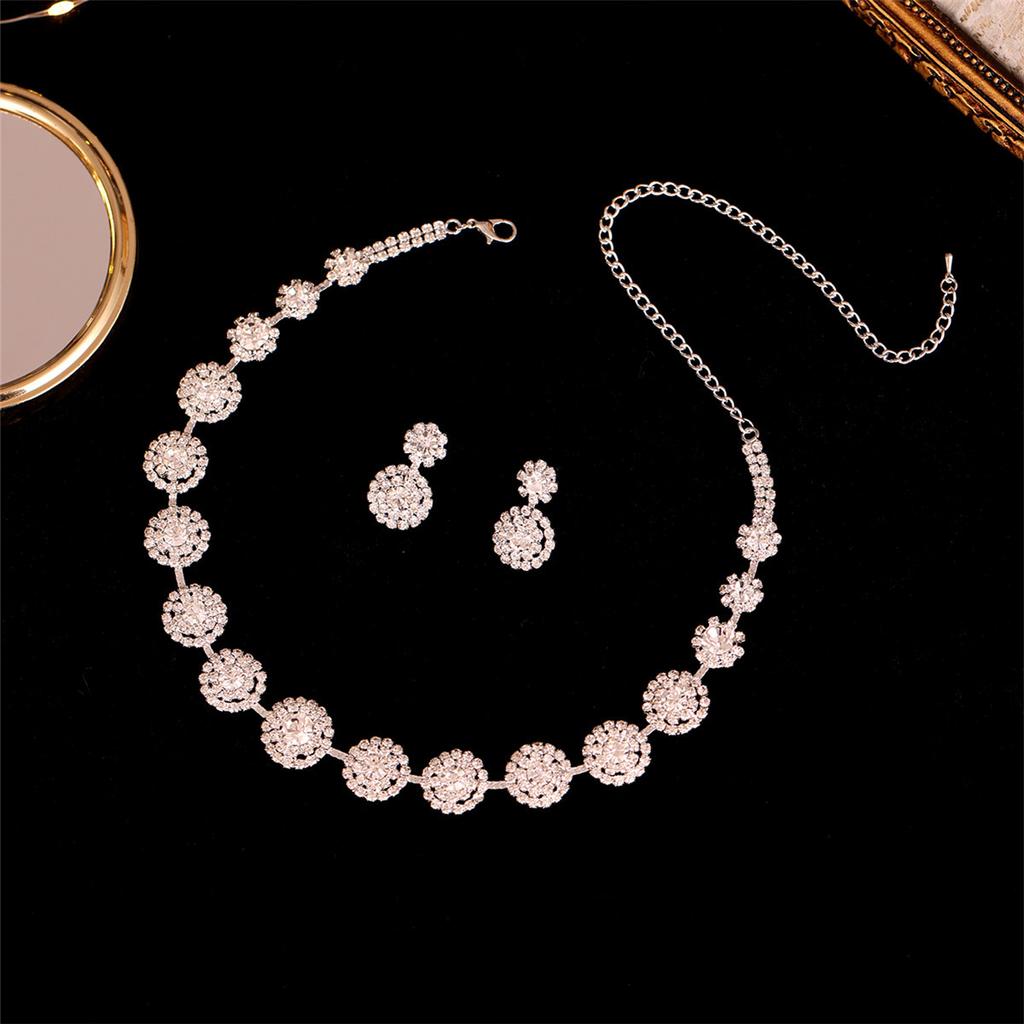 Luxuriöses Schneeflocken Super Flash Diamant Halskette Ohrringe Zweiteiliges Set