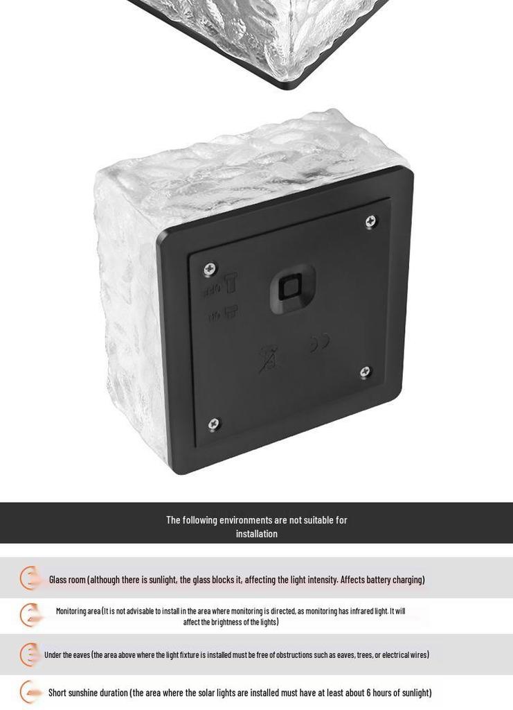 Outdoor Solar Ice Brick 4-LED Lamp for Courtyard and Landscape Pathways