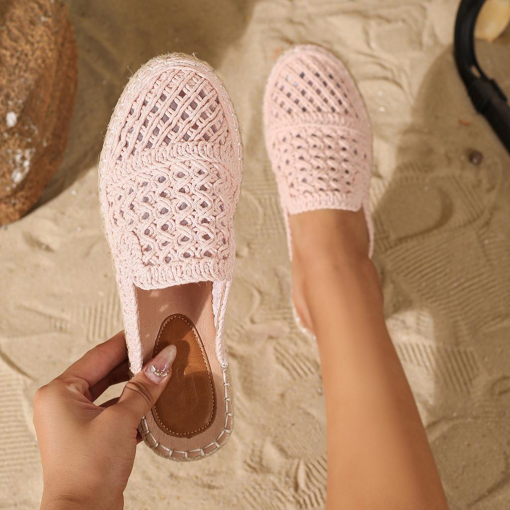  Slipper mesh espadrilles outdoor bohemian beach sandals ankle strap high heel pumps comfort csaual lady mule shoes