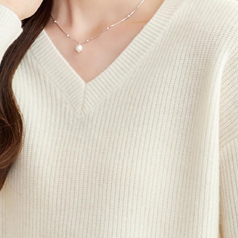 Srcr Women's 100% Wool V-Neck Pullover Sweater