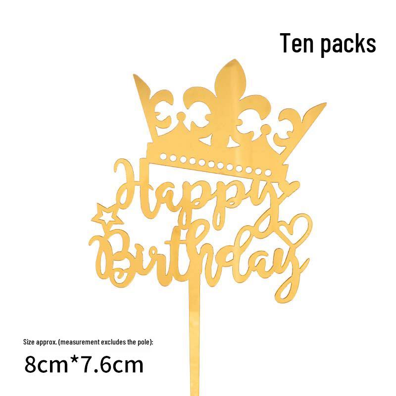 50 Stück Goldene Acryl-Kuchenstecker - Geburtstag, Festival, Muttertagsfeier