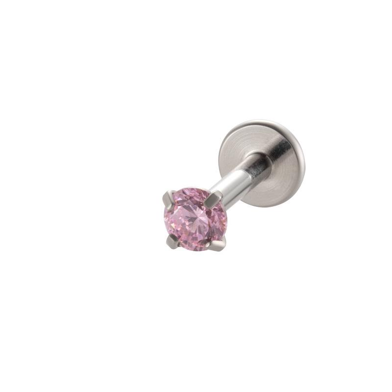 Colored Cubic Zirconia Inlaid Titanium Labret Stud (1.2*8mm) for Cartilage, Tragus, or Conch Piercing
