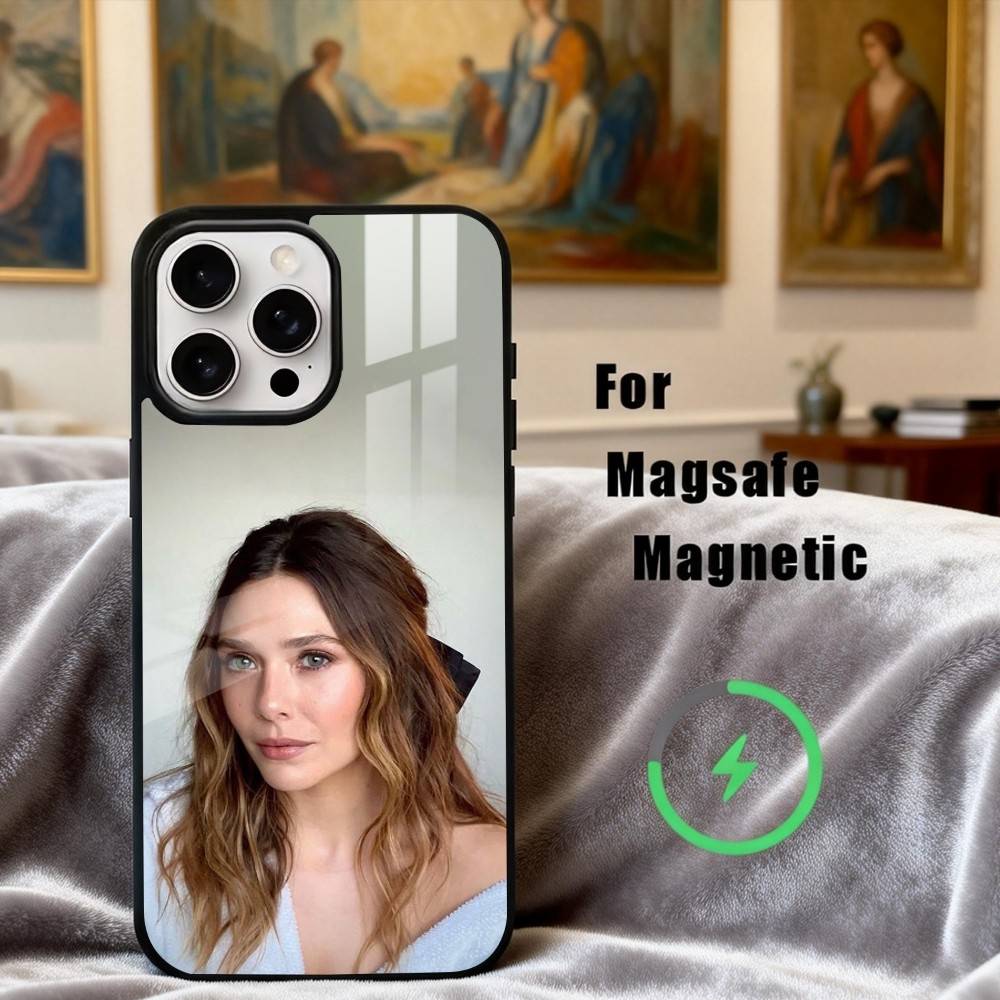 E-Elizabeth O-Olsen Actress Phone Case For iPhone17,16,15,14,13,12,11 Plus,For Magnetic Wireless Charge Cover