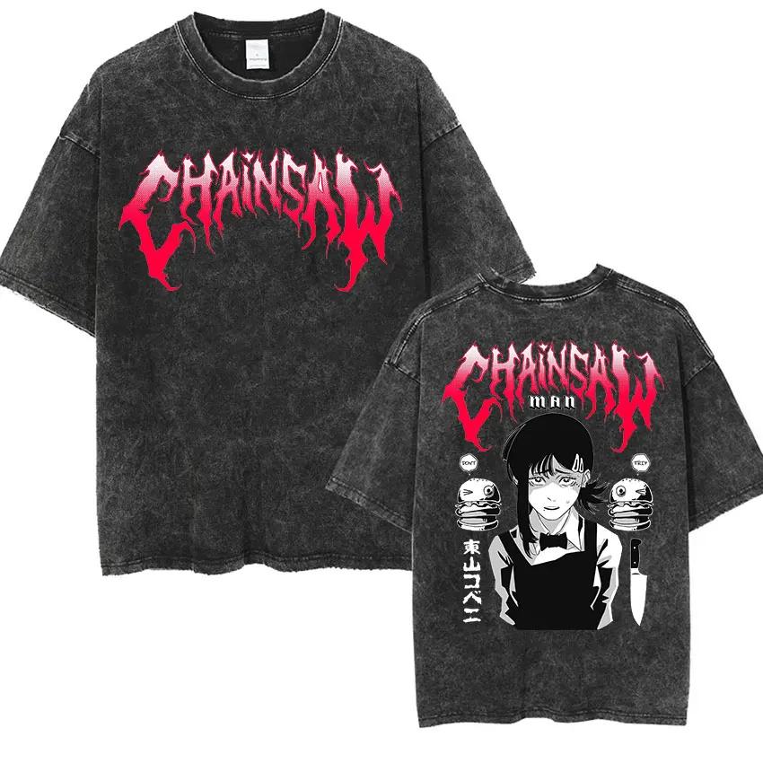 Anime Makima Chainsaw Print TShirt Men Women Hip Hop Oversized Short Sleeve T-Shirt Fashion High Quality Cotton Tees Streetwear