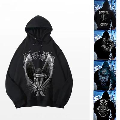 Autumn Men's Angel Skull Letter Print Comfortable Hoodies Sweatshirt Outdoor Street Style Casual Women Clothing