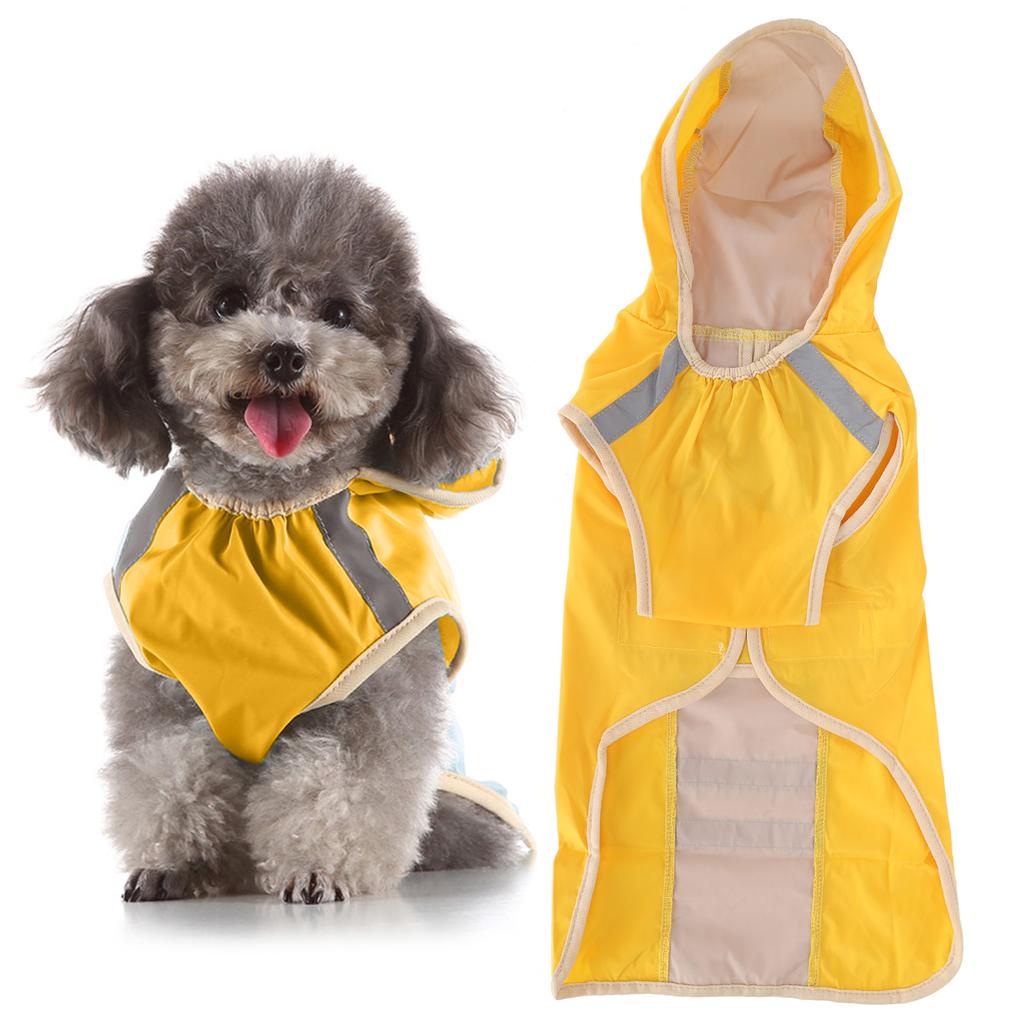 Dog Raincoat Waterproof Adjustable Lightweight Pet Rain Jacket with Safety Reflective StripeYellow S