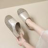 Retro flat-bottomed bag head wearing cool slippers women's 2025 summer height increase hollow half slippers woven breathable shoes