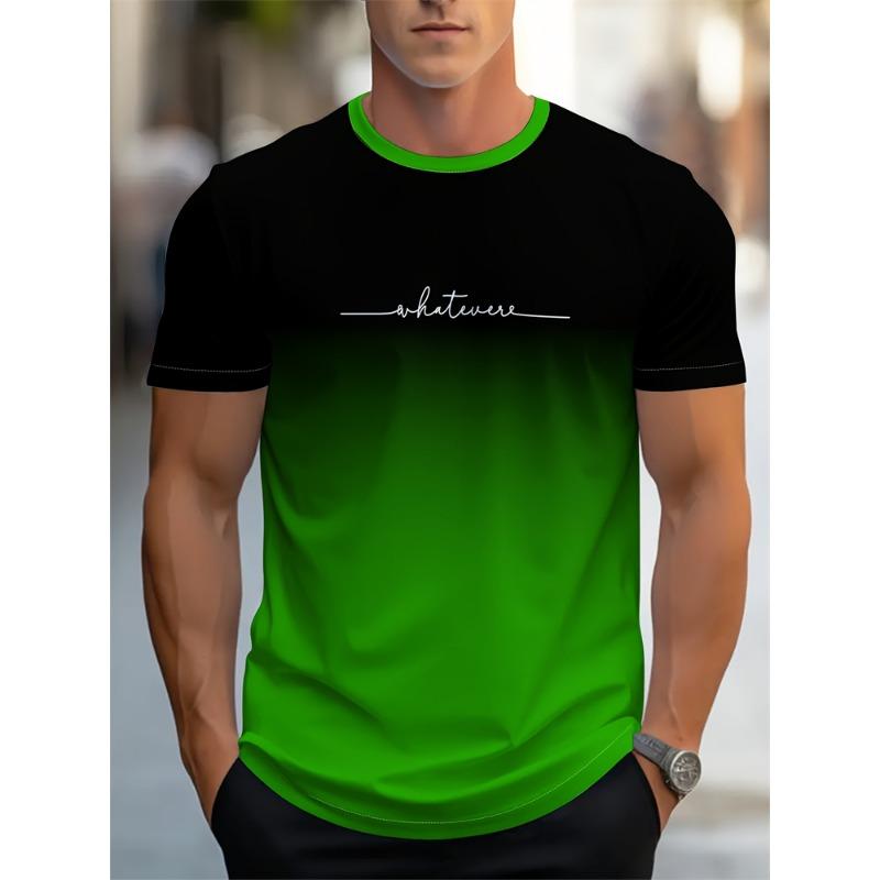 Men's Summer Letter Pattern Printed T-Shirt Men's Breathable Comfortable Simple Round Neck T-Shirt Outdoor Sports Casual Top