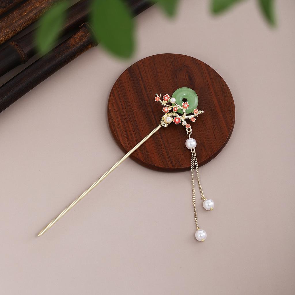 New Chinese Style Ethnic Style Retro Ping An Buckle Cheongsam Hair Ornaments Dripping Oil Flowers Butterfly Tassel Step Shaking Ancient Style Hairpin