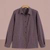 Spring/Autumn Plaid Loose Long-Sleeve Shirt for Women Aged 50-60
